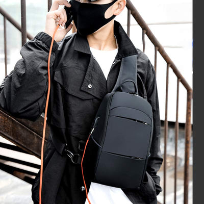 Sling Crossbody Backpack Shoulder Bag for Men with USB Charger Port