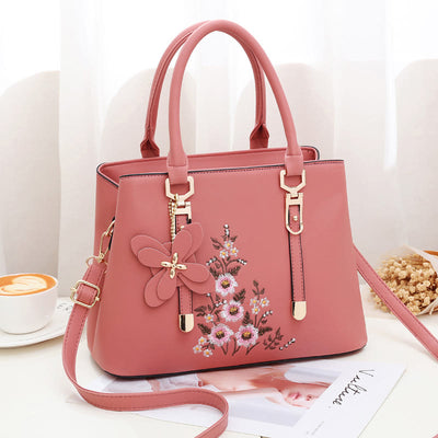 Floral Vegan Leather Purse For Outing Elegant Women Crossbody Handbag