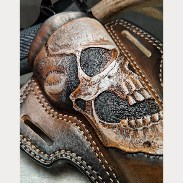Skull Leather Holster For Women Men Cosplay Waist Holster
