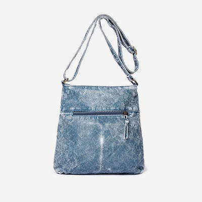 Crossbody Bag For Women Washed Casual Denim Leather Shoulder Bucket Bag