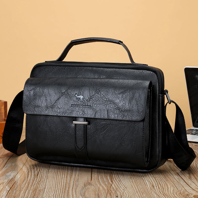 Horizontal Messenger Bag For Men Business Leather Crossbody Bag Handbag