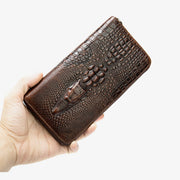 Mens Crocodile Print Wallet Business Genuine Leather Long Purse