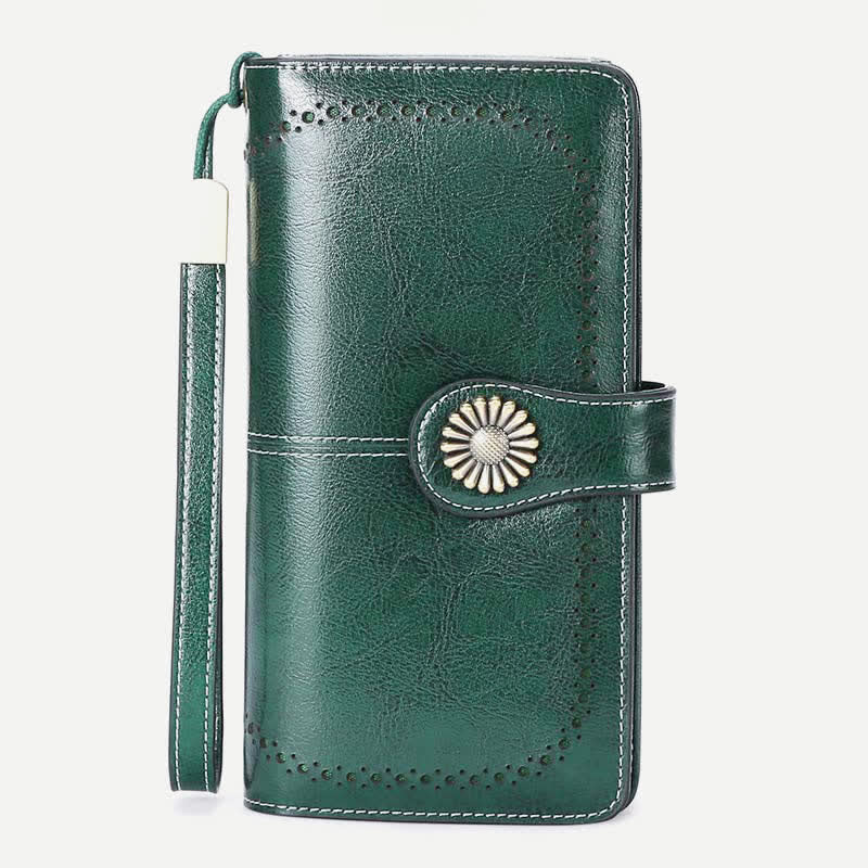 Women RFID Blocking Leather Wallet Multi-slot Credit Card Holder Clutch