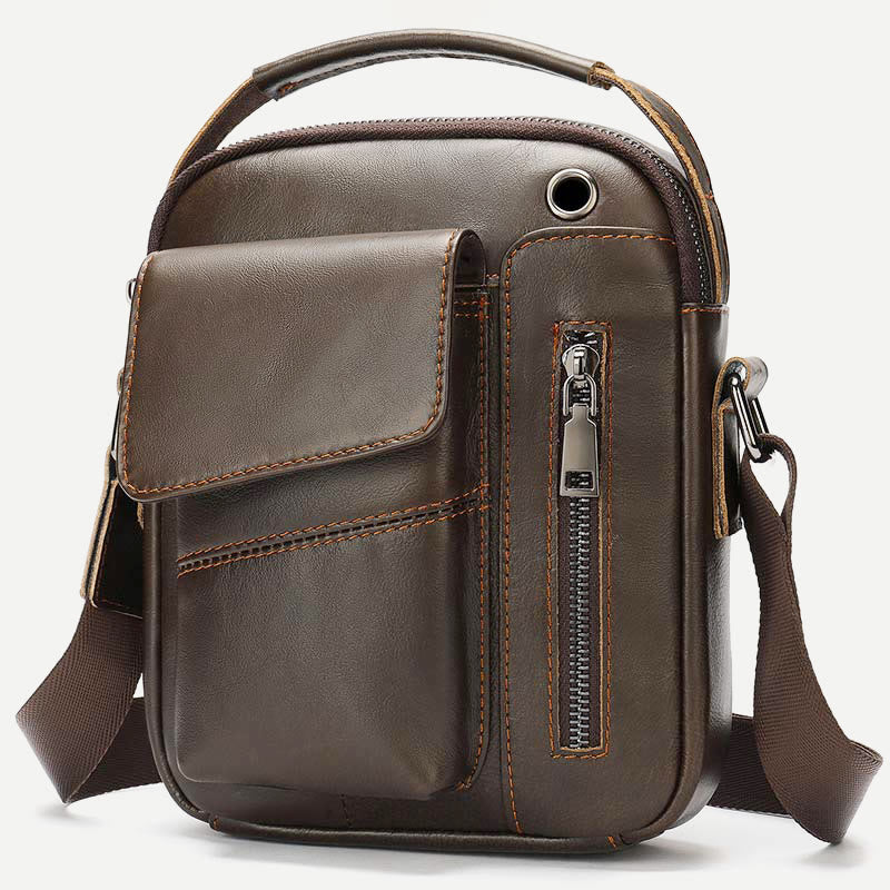 Messenger Bag for Men Multi-Pocket Genuine Leather Business Crossbody Bag