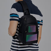 Anti-theft Reflective Sling Bag Men One-Shoulder Backpack with USB Charging Port