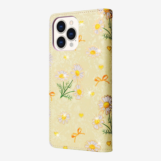Colorful Floral Phone Case For Iphone Leather Clamshell Phone Bag