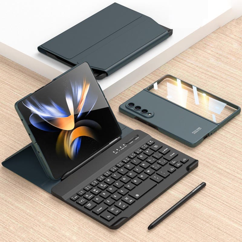 Phone Case For Samsung Light Luxury Leather Cover With Bluetooth Keyboard