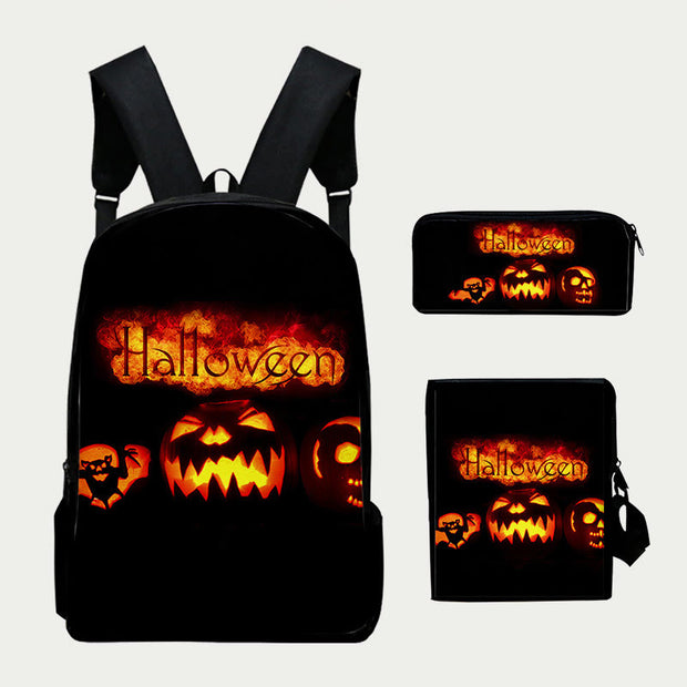 Halloween Backpack For Kids Water Resistant Travel Bag Set