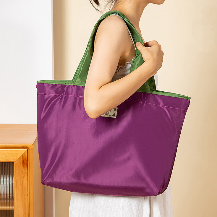 Shopping Tote For Women Large Capacity Drawstring Foldable Shoulder Bag