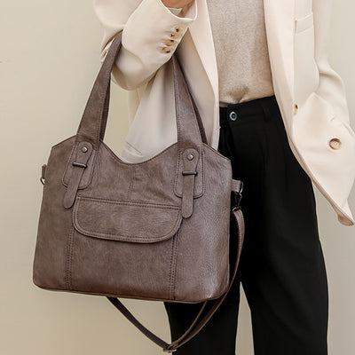 Lightweight Tote Detachable Strap Leather Underarm Bag For Women Commuter