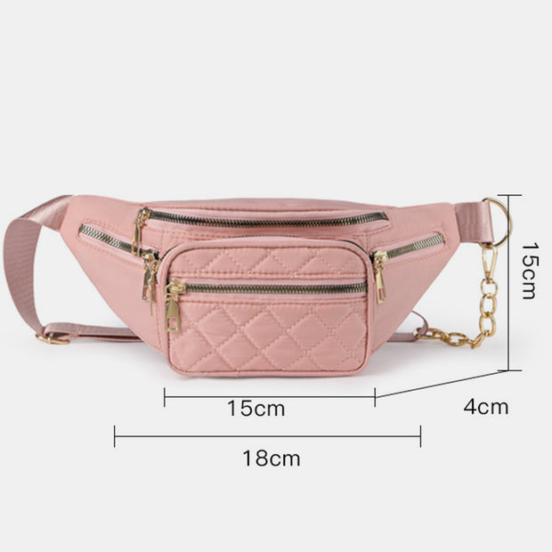 Lgihtweight Functional Womens Chest Sling Bag Fanny Pack with Metal Chain Strap