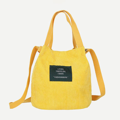 Top-Handle Bag for Women Retro Literary Corduroy Canvas Handbag