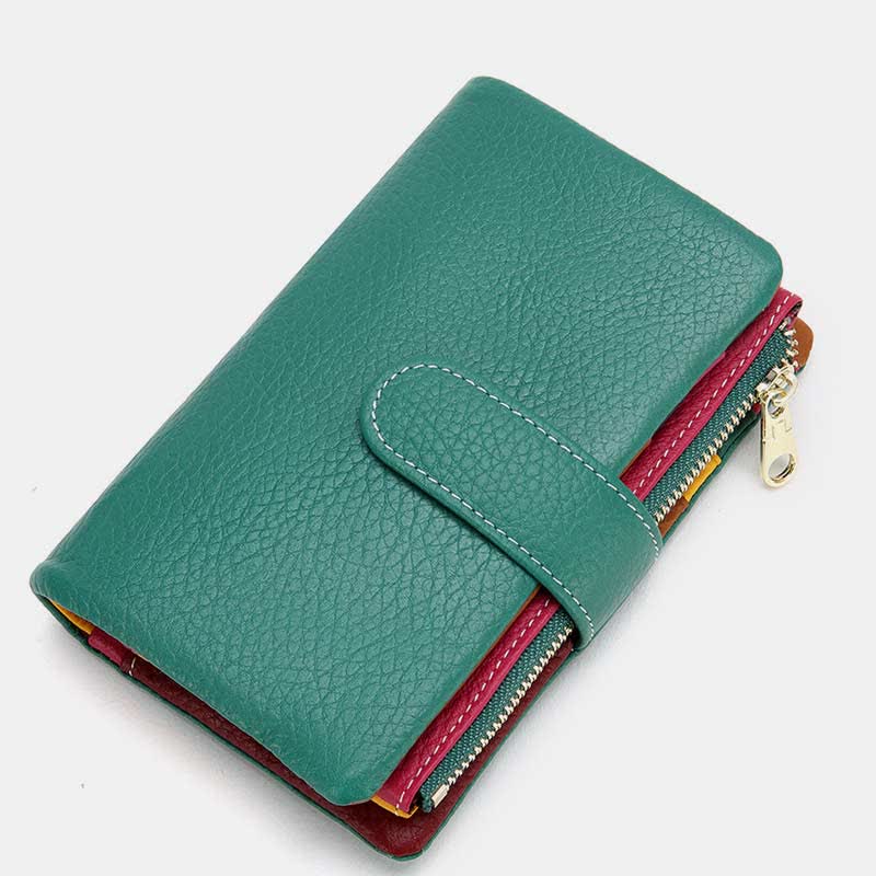 Multi-Slot Real Leather Wallet for Women RFID Blocking Bifold Compact Wallet