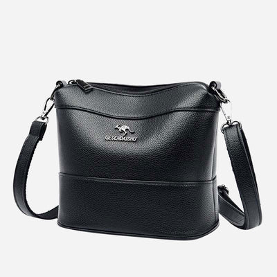 Leather Bucket Bag for Women Small Shoulder Bag with Crossbody Strap