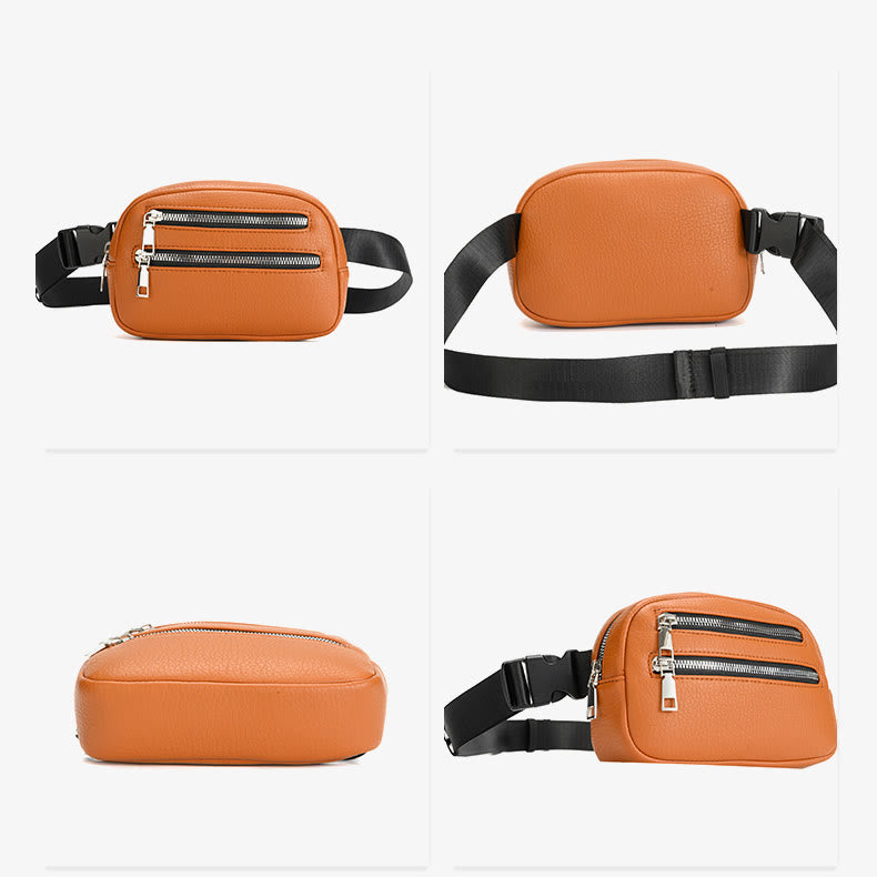 Multifunctional Mens Sports Waist Bag Plain Color Crossbody Chest Bag