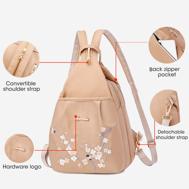Multifunctional Waterproof Vintage Embroidery Backpack Sling Bag