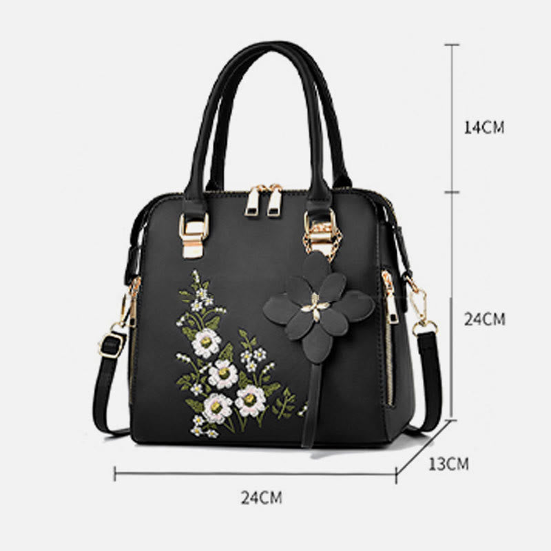 Floral Leather Handbag Women Outing Elegant Crossbody Bag