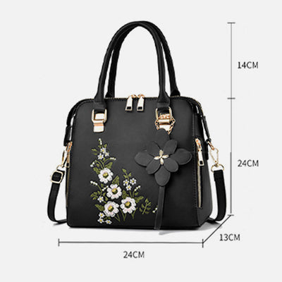 Floral Leather Handbag Women Outing Elegant Crossbody Bag