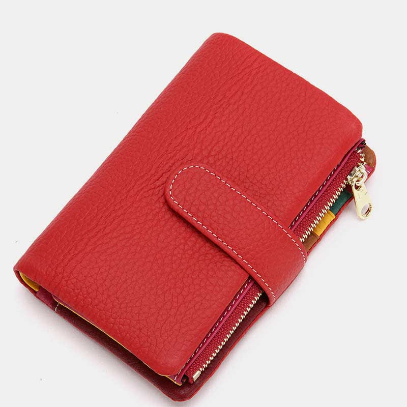 Multi-Slot Real Leather Wallet for Women RFID Blocking Bifold Compact Wallet