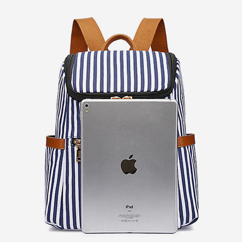 Large Capacity Anti-theft College Style Stripe Backpack
