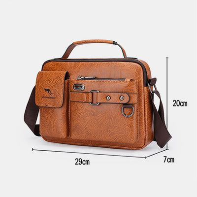 Classic Messenger Bag For Men Business Leather Crossbody Satchel Purse