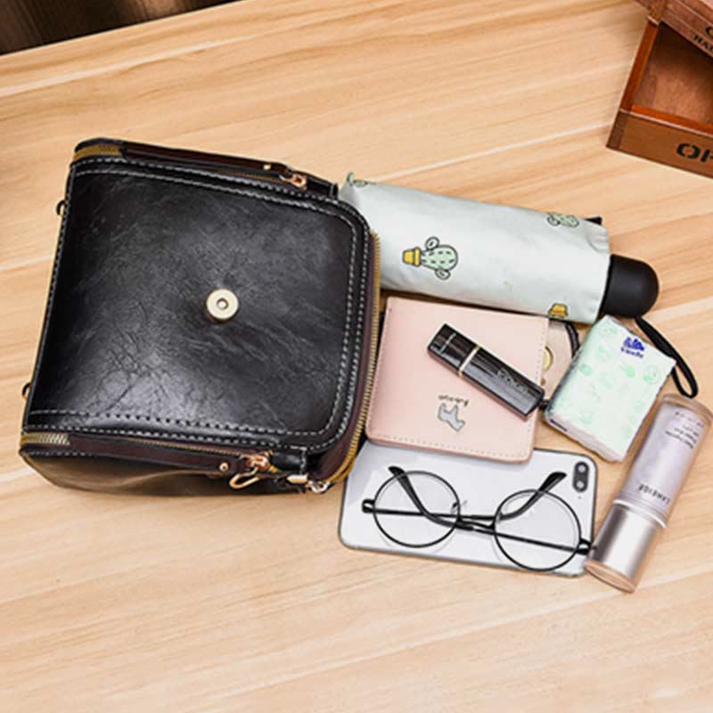 Top-Handle Bag for Women Daily Shopping Bucket Leather Crossbody Bag