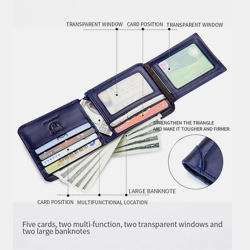 RFID Trifold Genuine Leather Large Capacity Wallet