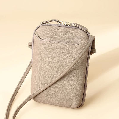 Mini Phone Bag Simple Plaid Crossbody Leather Wallet For Women