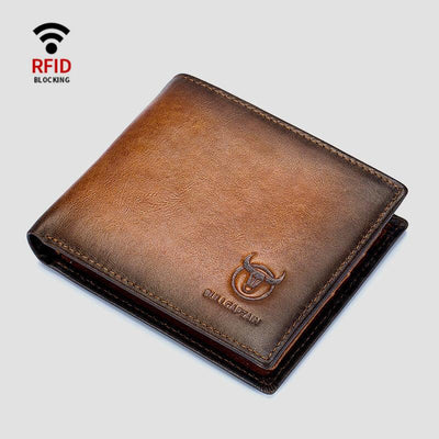 Genuine Leather RFID Multi-Slot Gradient Short Wallet