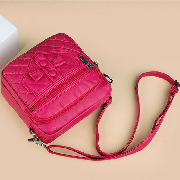 Small Square Bag Cross Design Crossbody Leather Purse For Women