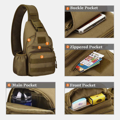 Tactical Military Lightweight Sling Bag Multi-Pocket Crossbody Pack with USB Charging Port