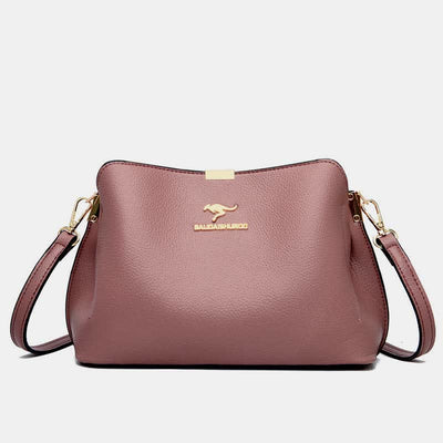 Small Leather Crossbody Handbags Purses Triple Compartment Crossover Shoulder Bag