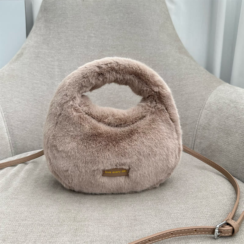 Faux Fur Purse For Women Adjustable Strap Small Crossbody Bag