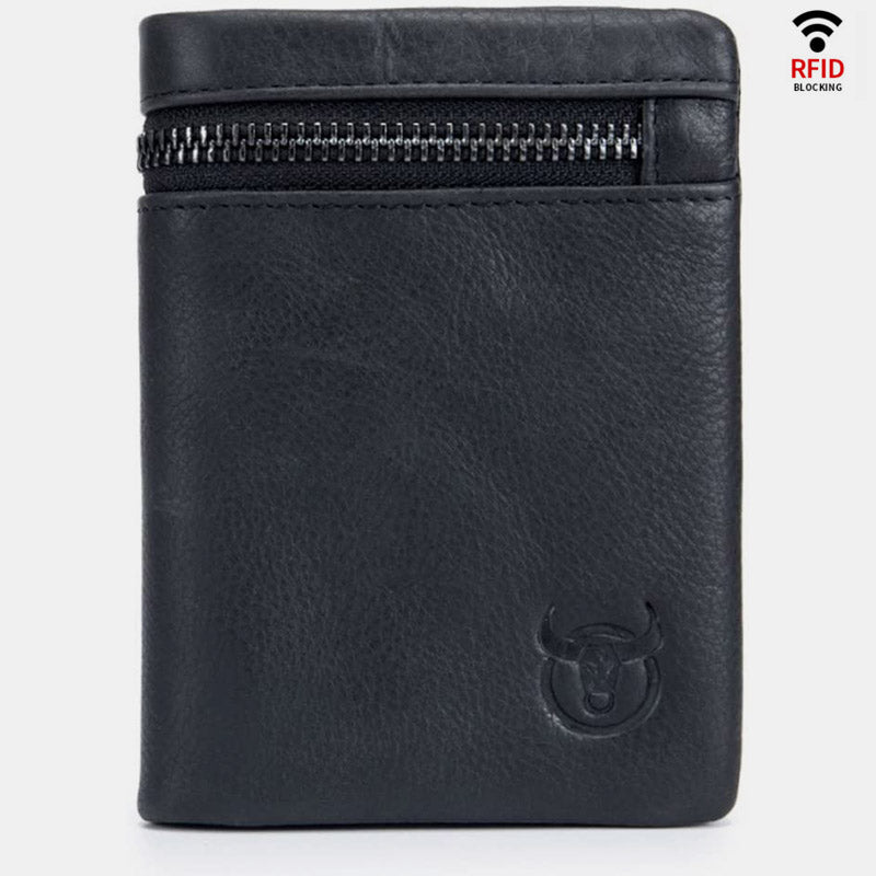 RFID Multifunctional Genuine Leather Bifold Wallet