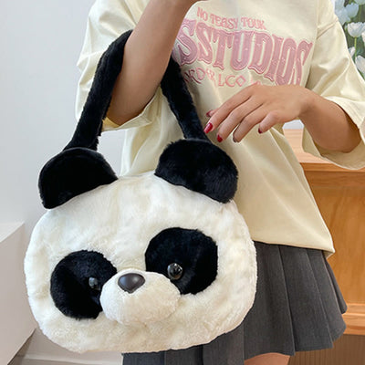 Cute Panda Shoulder Bag For Women Plush Underarm Bag