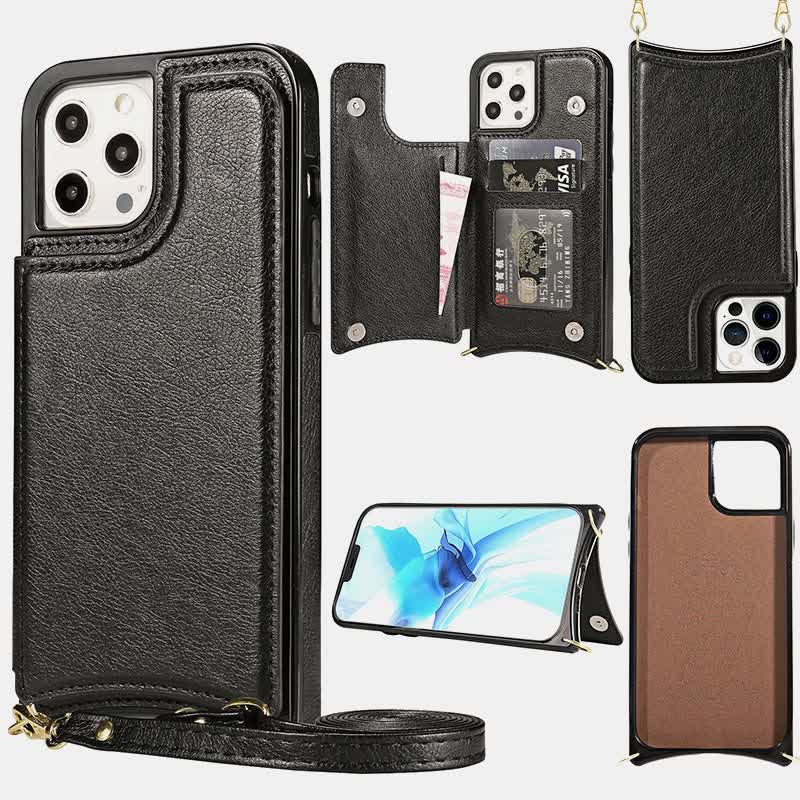 Compatible with iPhone Kickstand Wallet Case Phone Bag with Crossbody Strap