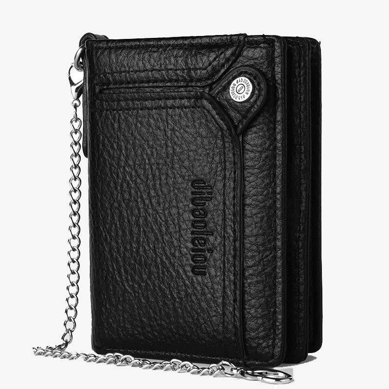 Antitheft Chain Wallet For Men Retro Leather Money Clip