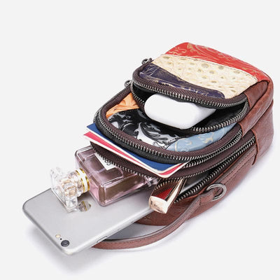 Phone Bag For Women Color Random Stitching Leather Crossbody Bag