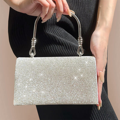 Evening Bag For Women Glitter Diamond Leather Lightweight Wrist Bag