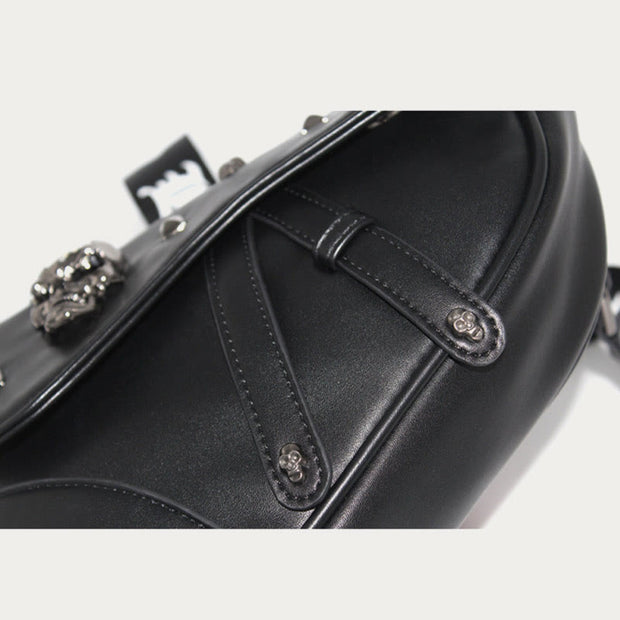 Crossbody Bag For Men Half Round Shape Leather Saddle Bag