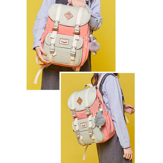 Multicolor Canvas Casual Patchwork Backpack