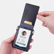 Genuine Leather Airtag Wallet RFID Blocking Quick Access Badge Card Holder