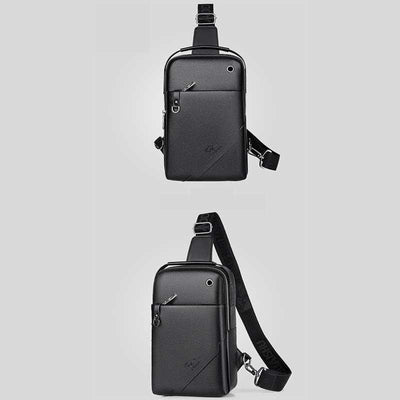 Men's Leather Sling Backpack Chest Crossbody Shoulder Bag for Travel Hiking