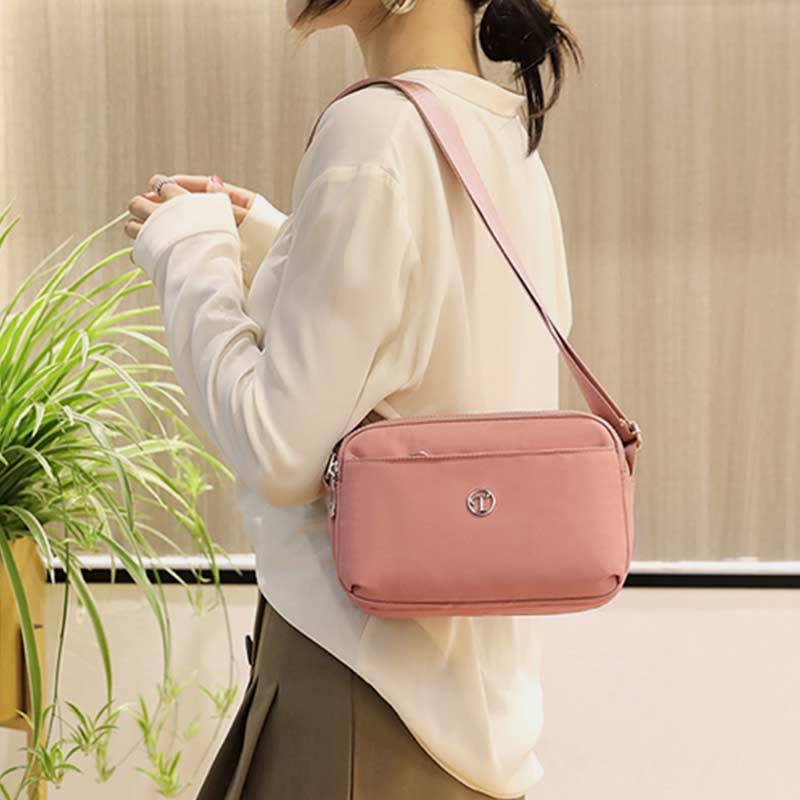 Triple Zip Small Crossbody Purse for Women Lightweight Casual Shoulder Bag