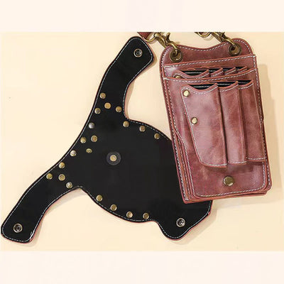 Rivet Waist Bag For Hair Salon Plain Color Scissors Kit