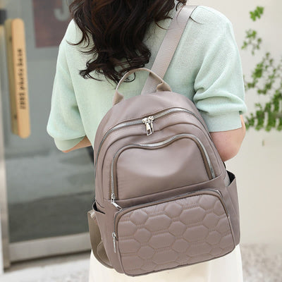 Quilted Nylon Backpack Stylish Solid Color Travel Daypack For Women