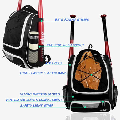 Baseball Equipment Backpack Kids Adult Training Outdoor Sports Bag