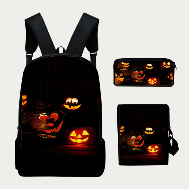 Halloween Backpack For Kids Water Resistant Travel Bag Set