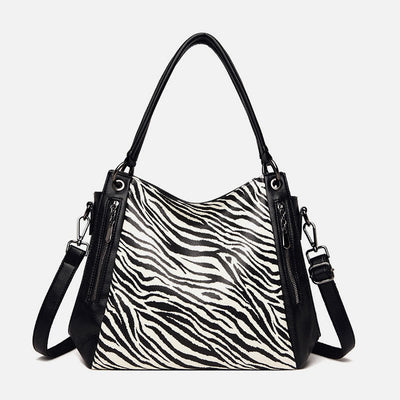 Leopard Zebra Print Tote For Women Vegan Leather Large Handbag