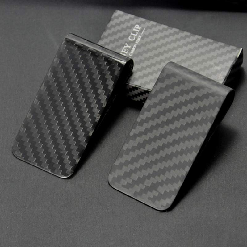 Slim Carbon Fiber Money Clip Minimalist Wallet Business Card Holder